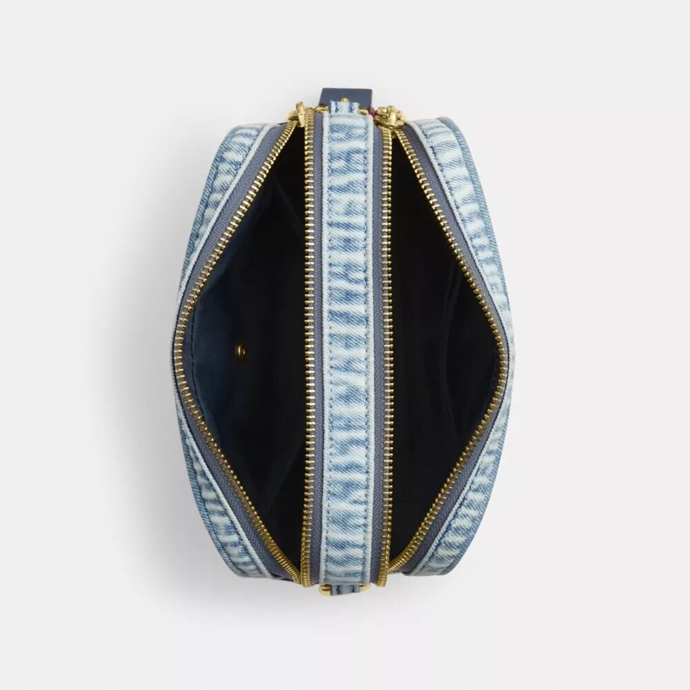 Mini Carey-crossbody-veske i «Loved Denim» med anheng