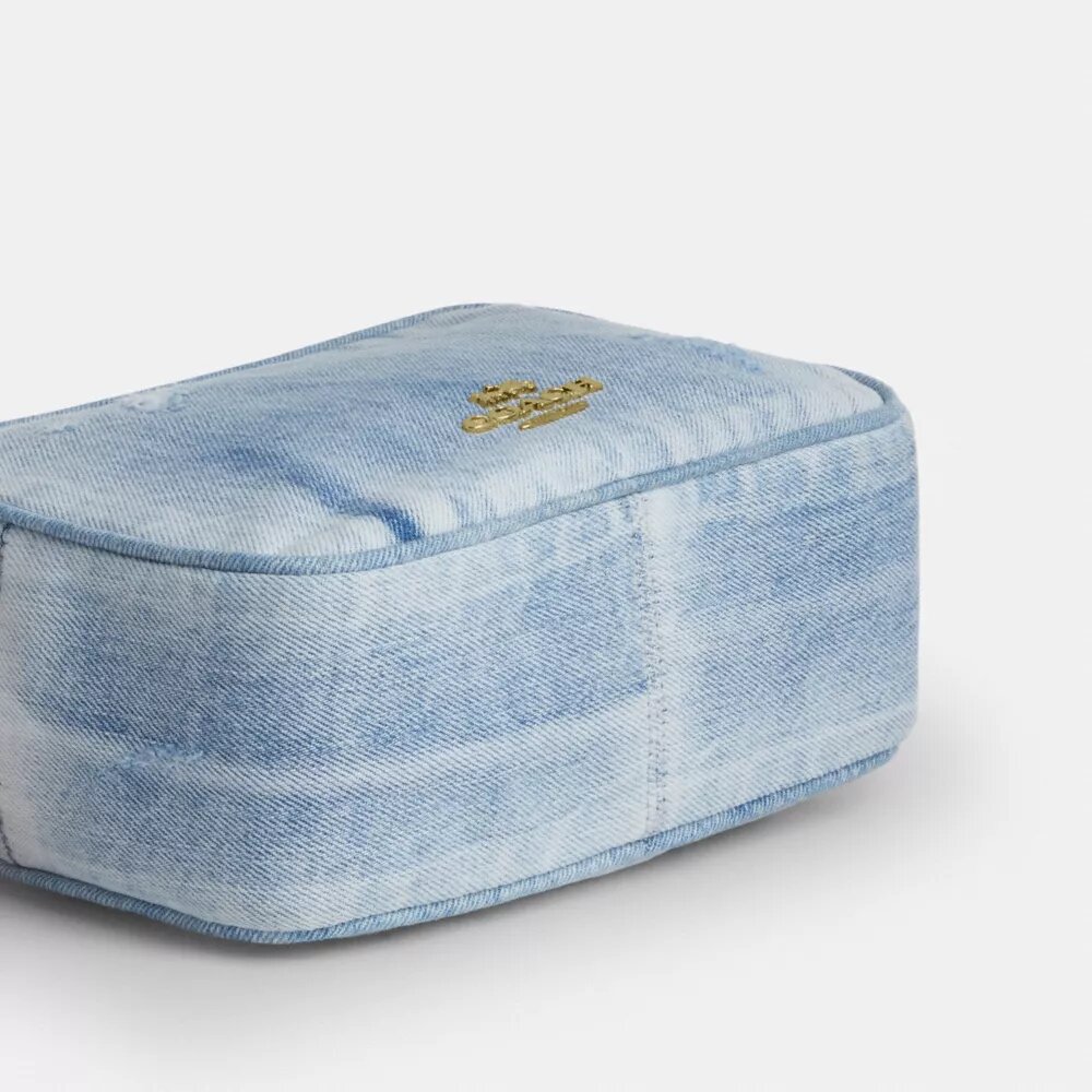 Mini Carey-crossbody-veske i «Loved Denim» med anheng