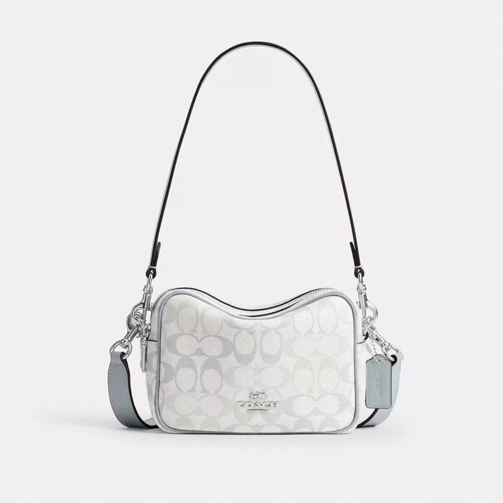 Mini Carey-crossbody-veske i Signature Canvas