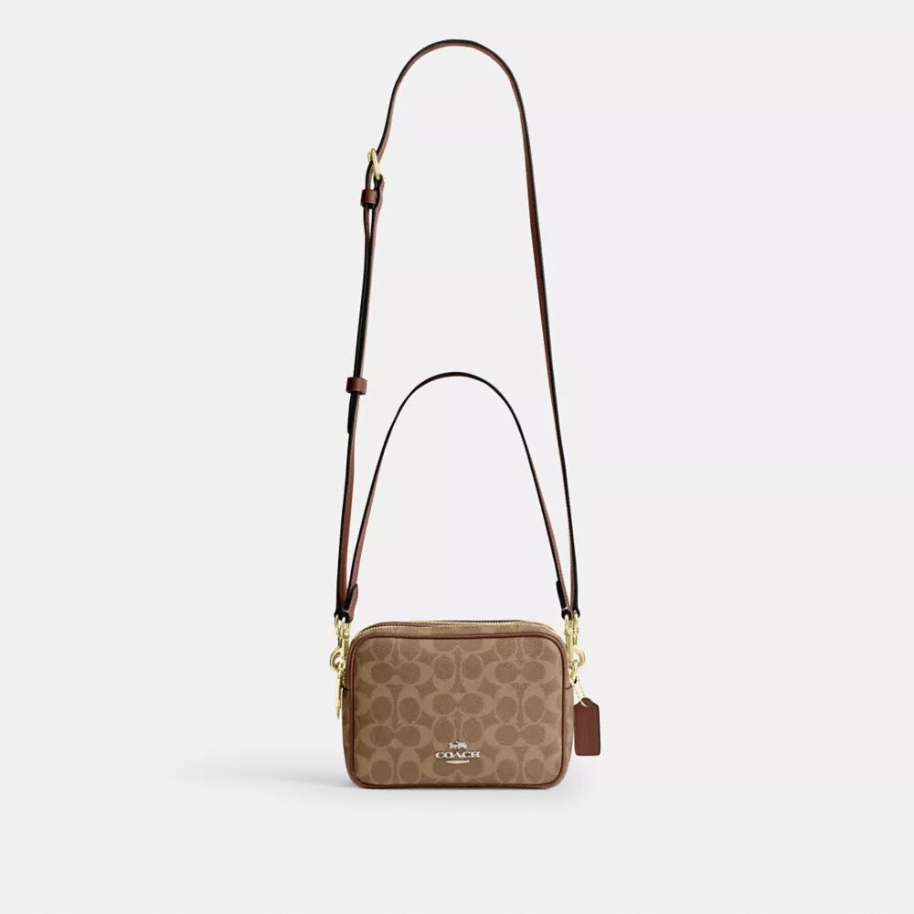 Mini Carey-crossbody-veske i Signature Canvas