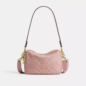 Mini Carey-crossbody-veske i Signature Denim