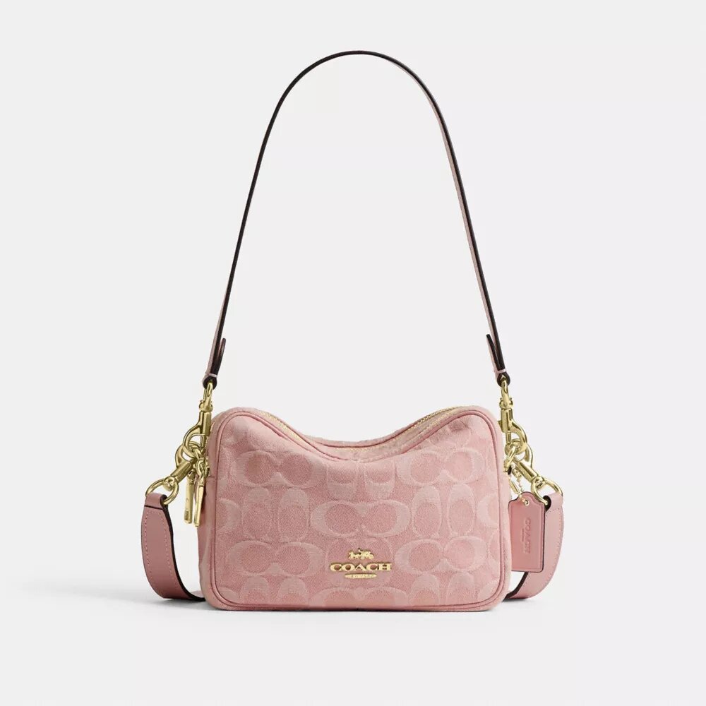 Mini Carey-crossbody-veske i Signature Denim