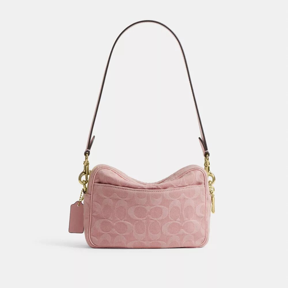 Mini Carey-crossbody-veske i Signature Denim