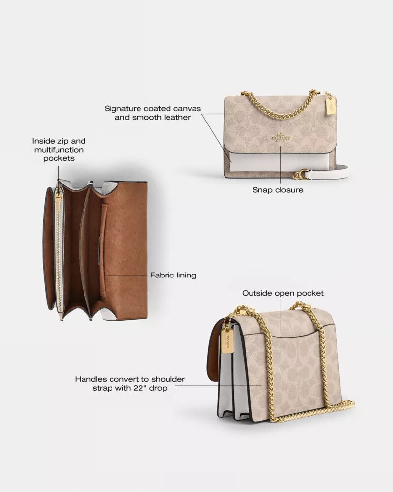 Mini Klare-crossbody-veske i Signature Canvas
