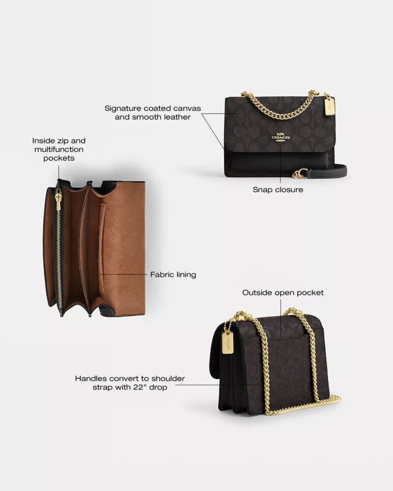 Mini Klare-crossbody-veske i Signature Canvas