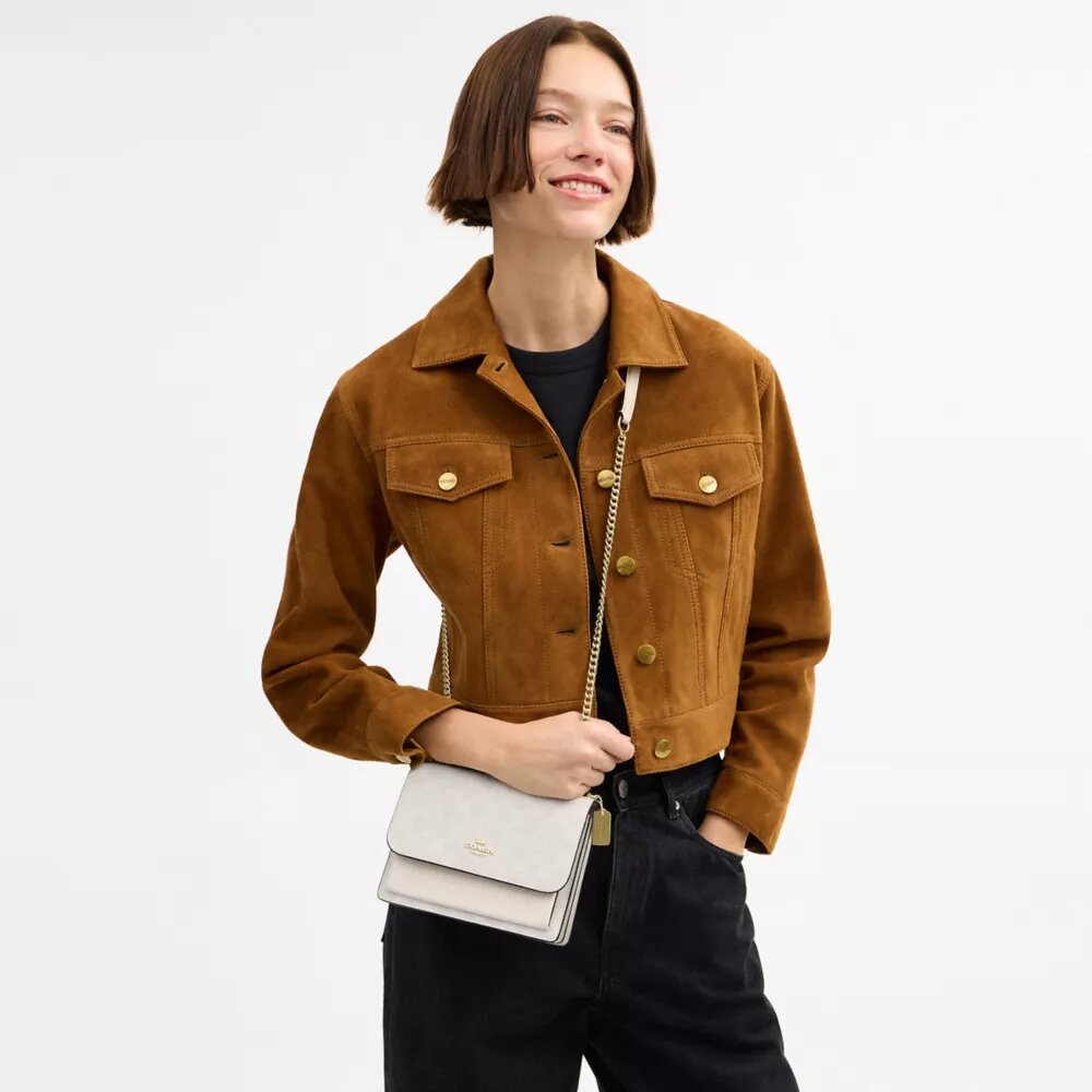 Mini Klare-crossbody-veske i Signature Canvas