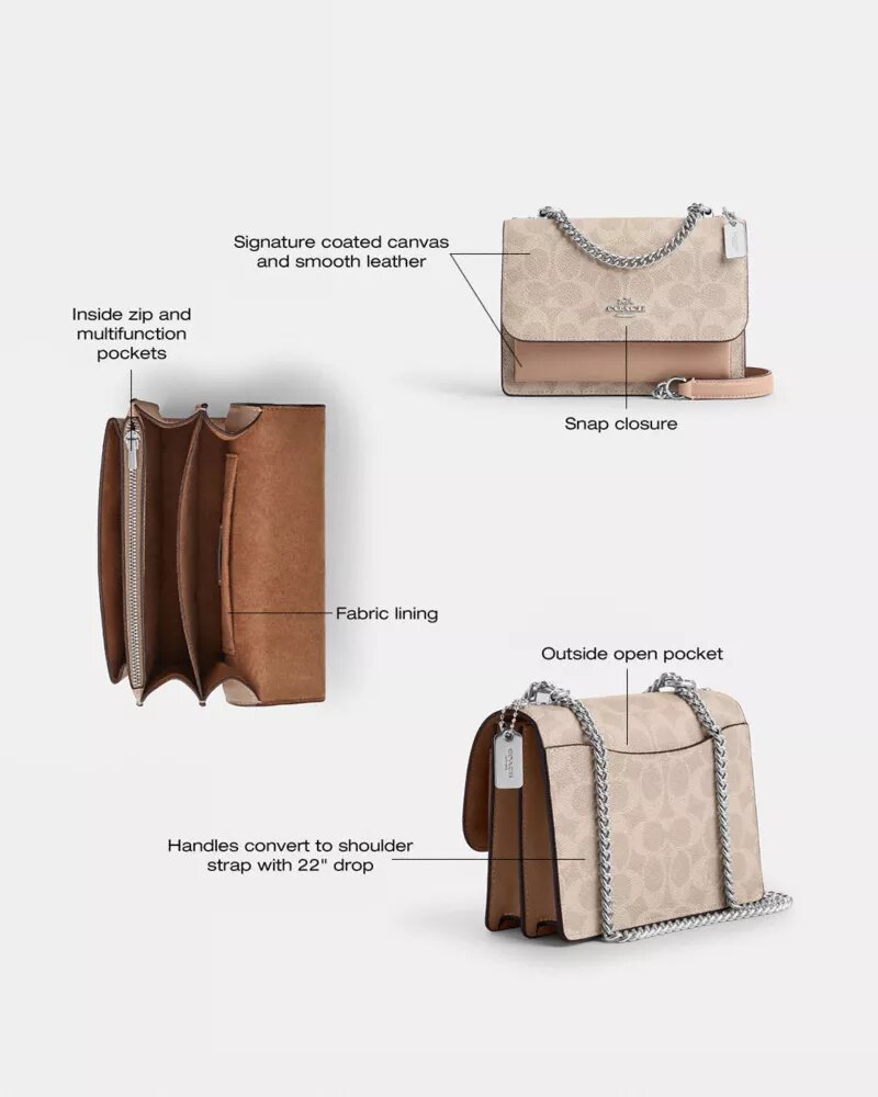 Mini Klare-crossbody-veske i Signature Canvas