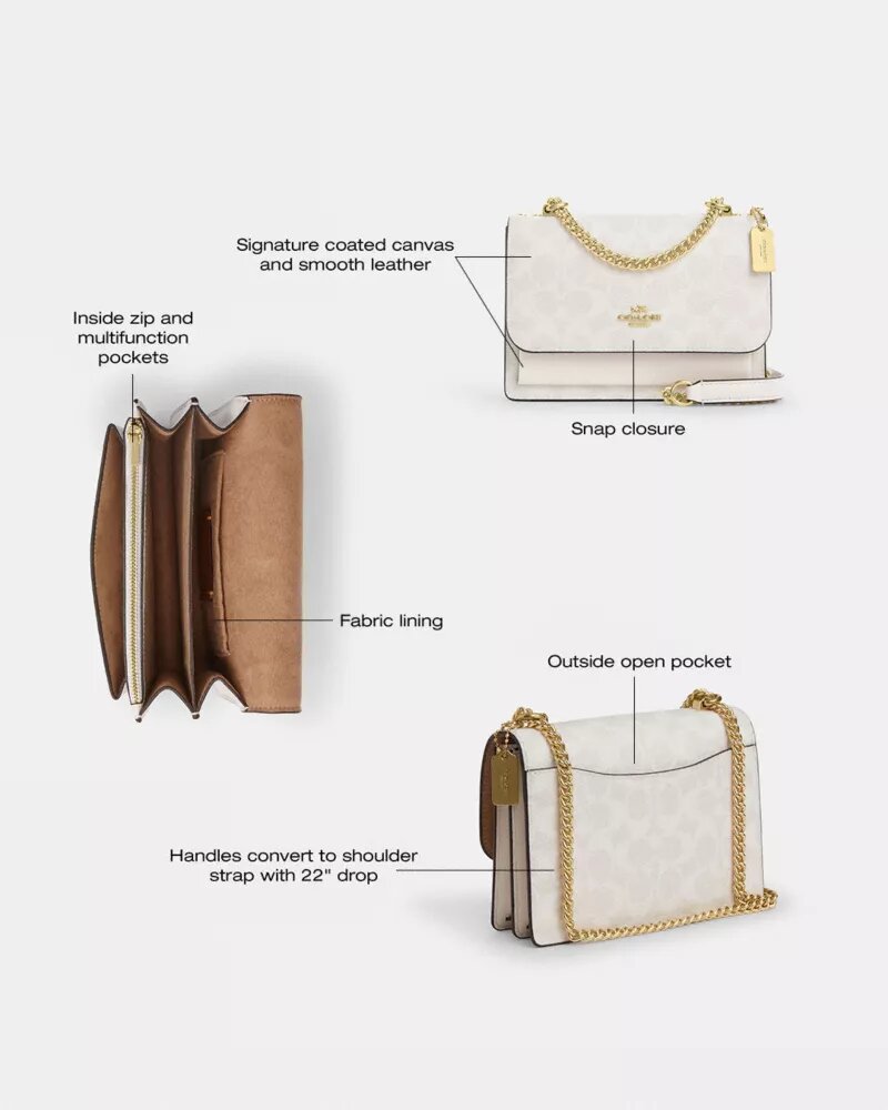 Mini Klare-crossbody-veske i Signature Canvas