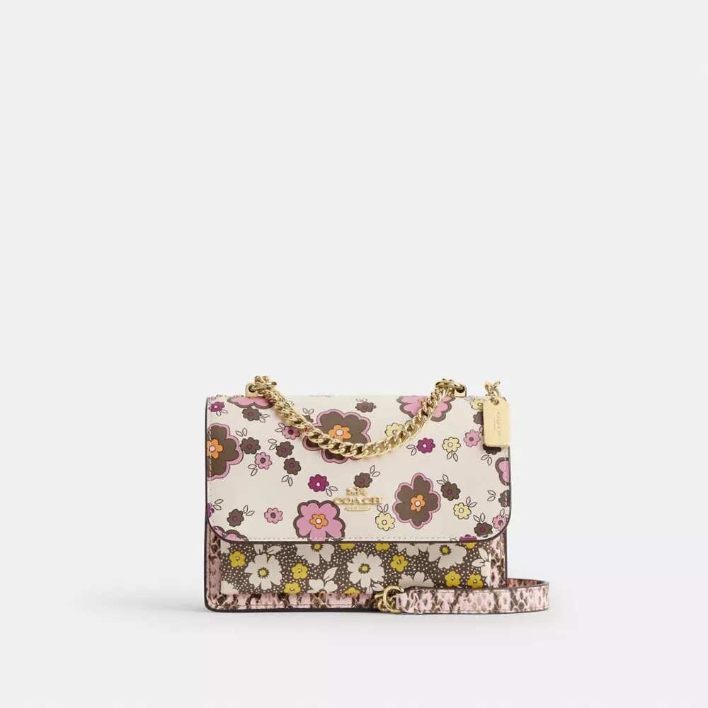 Mini Klare-crossbody-veske med blomstermønster