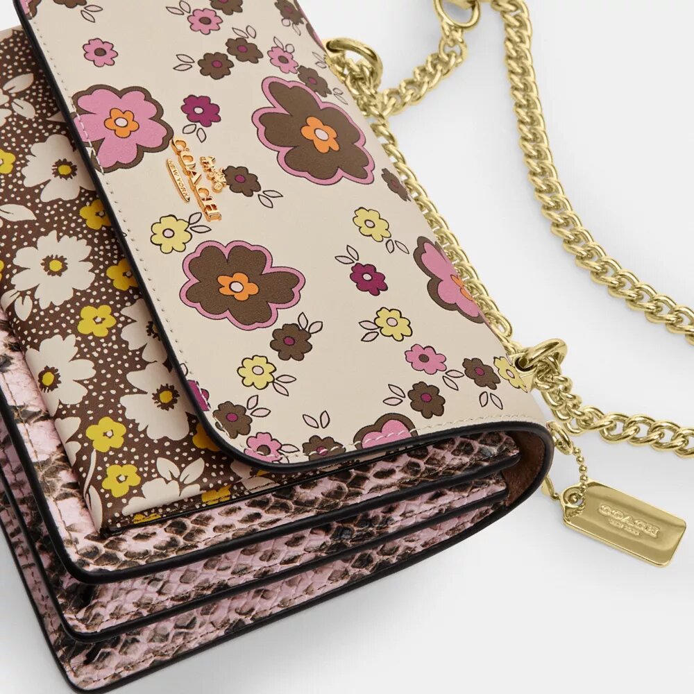 Mini Klare-crossbody-veske med blomstermønster