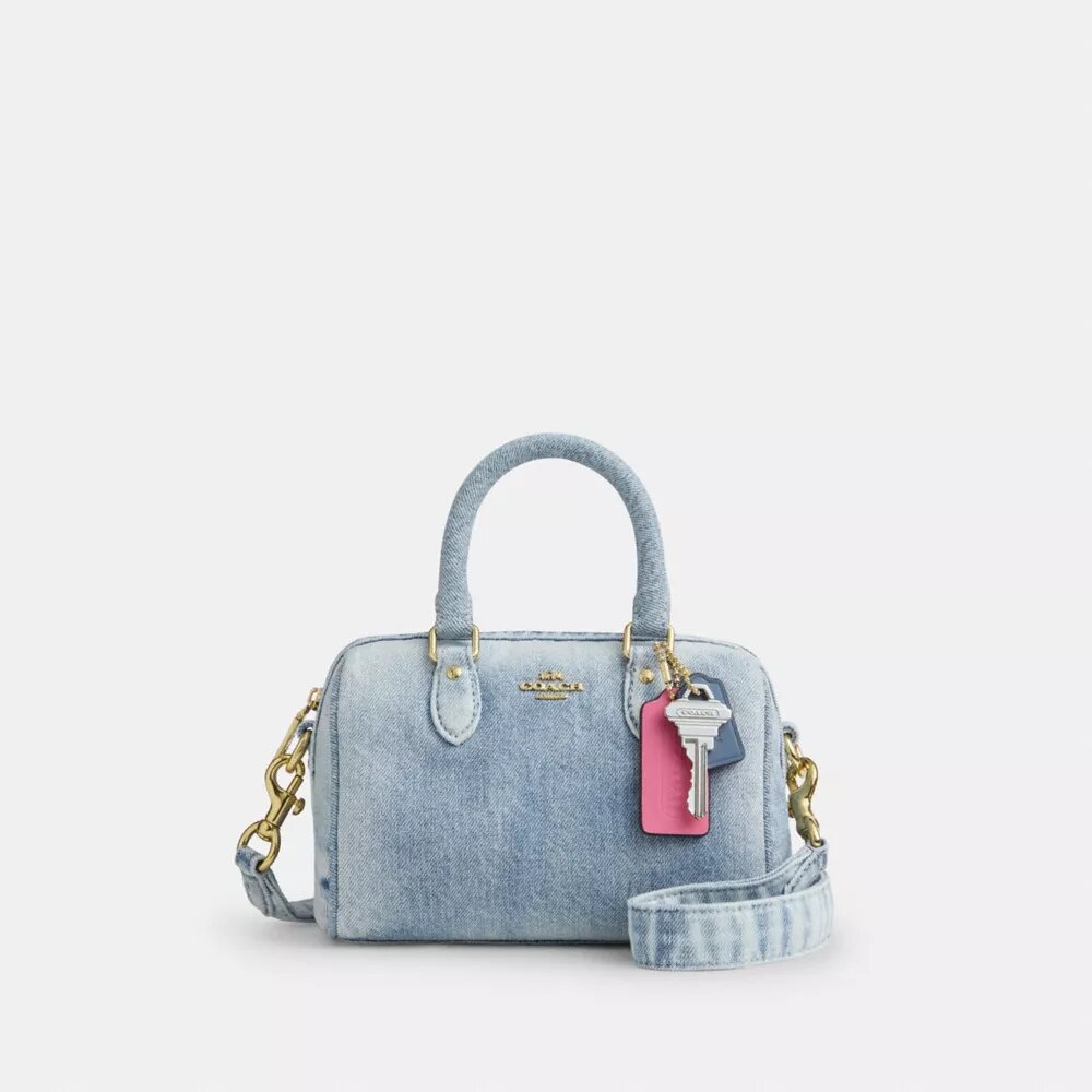 Mini Rowan-crossbody-veske i «Loved Denim» med anheng