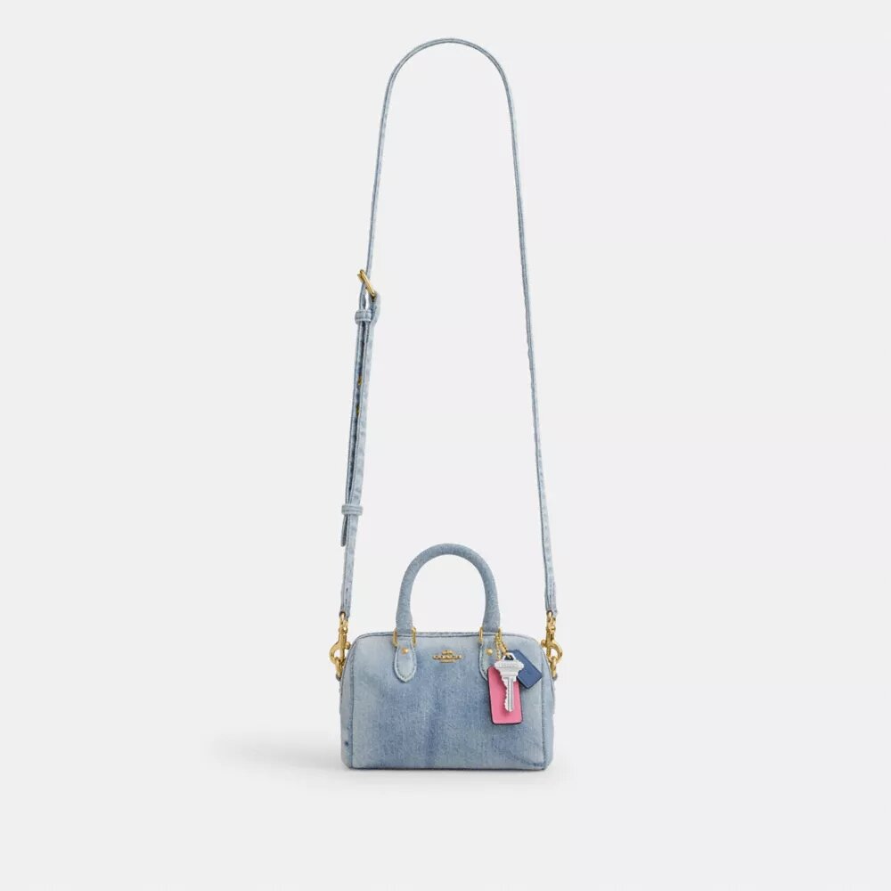 Mini Rowan-crossbody-veske i «Loved Denim» med anheng