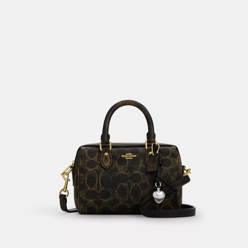 Mini Rowan-crossbody-veske med kryssrem i «Loved Signature Canvas»-kanvas med anheng