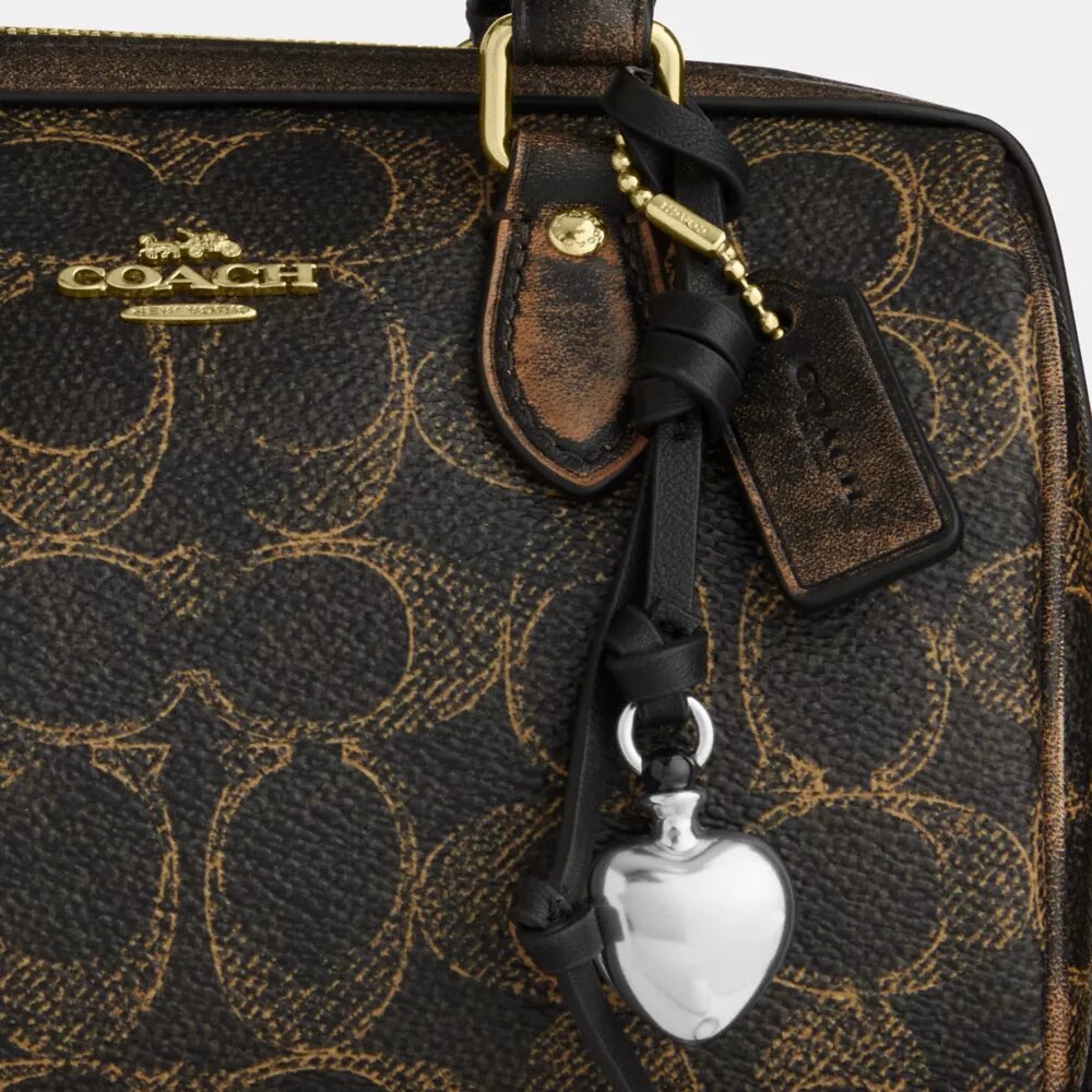Mini Rowan-crossbody-veske med kryssrem i «Loved Signature Canvas»-kanvas med anheng