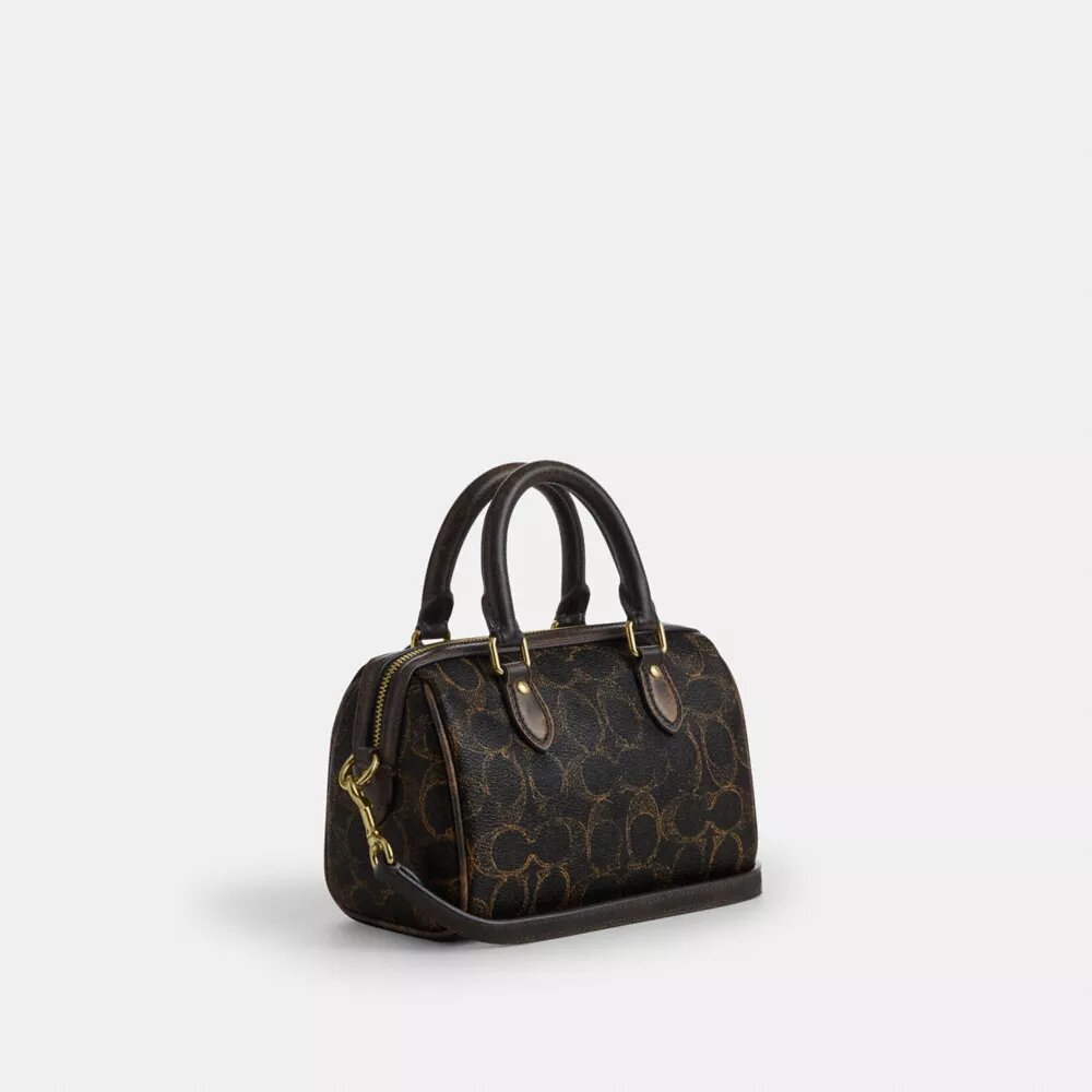 Mini Rowan-crossbody-veske med kryssrem i «Loved Signature Canvas»-kanvas med anheng
