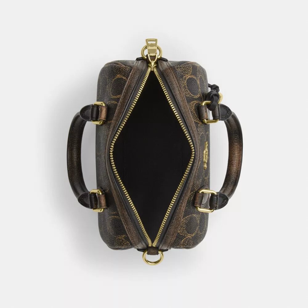Mini Rowan-crossbody-veske med kryssrem i «Loved Signature Canvas»-kanvas med anheng