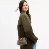 Mini Rowan-crossbody-veske med kryssrem i signaturjacquard med blomsterbroderi