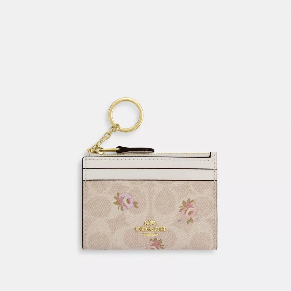 Mini Skinny ID-etui i Signature Canvas med blomstermønster