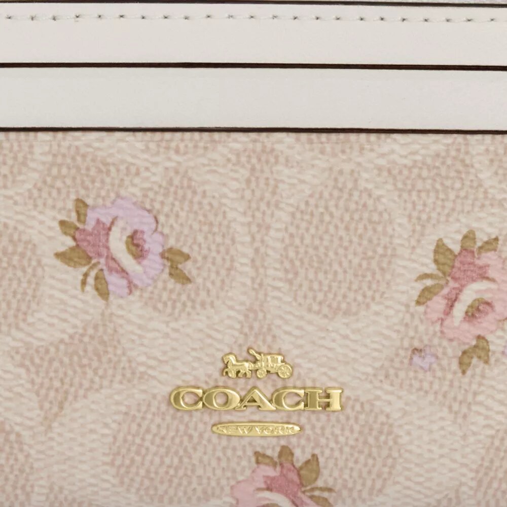 Mini Skinny ID-etui i Signature Canvas med blomstermønster
