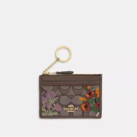 Mini Skinny ID-etui i signaturjacquard med blomsterbroderi