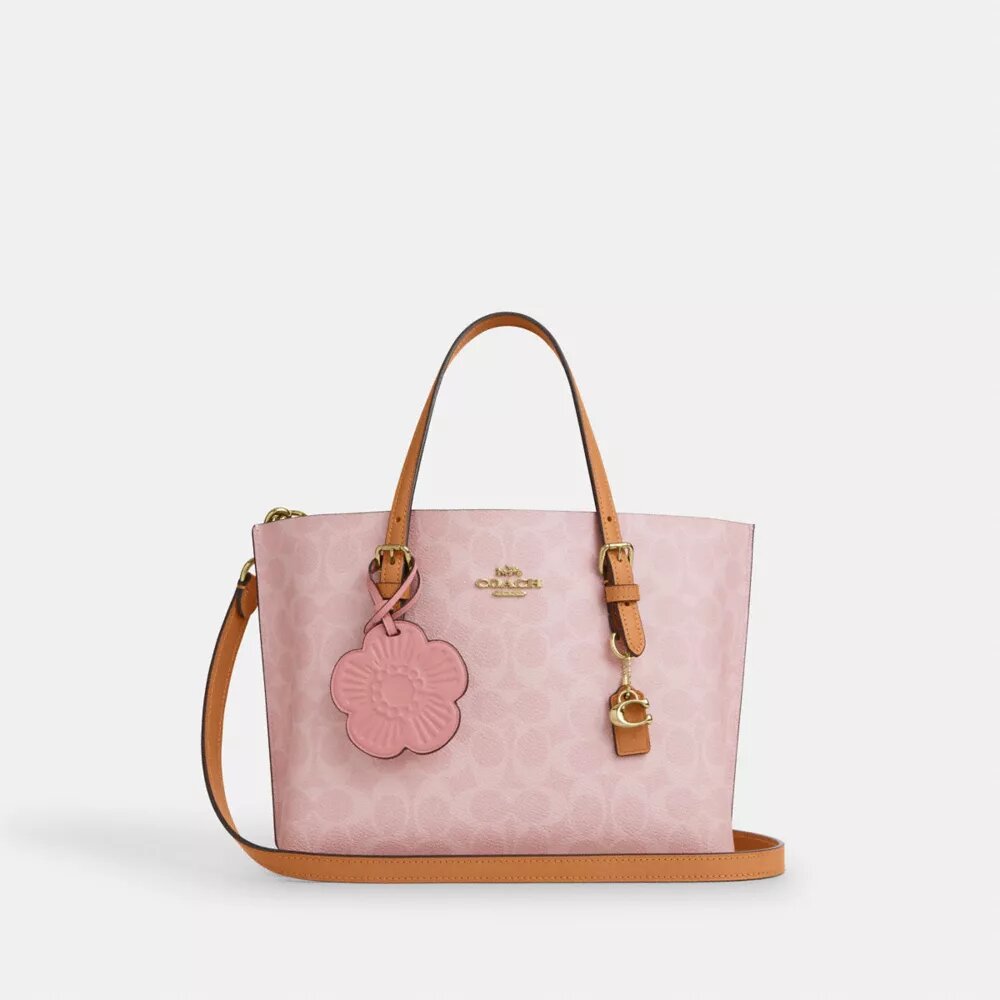Mollie-tote-veske 25 i Signature Canvas med anheng