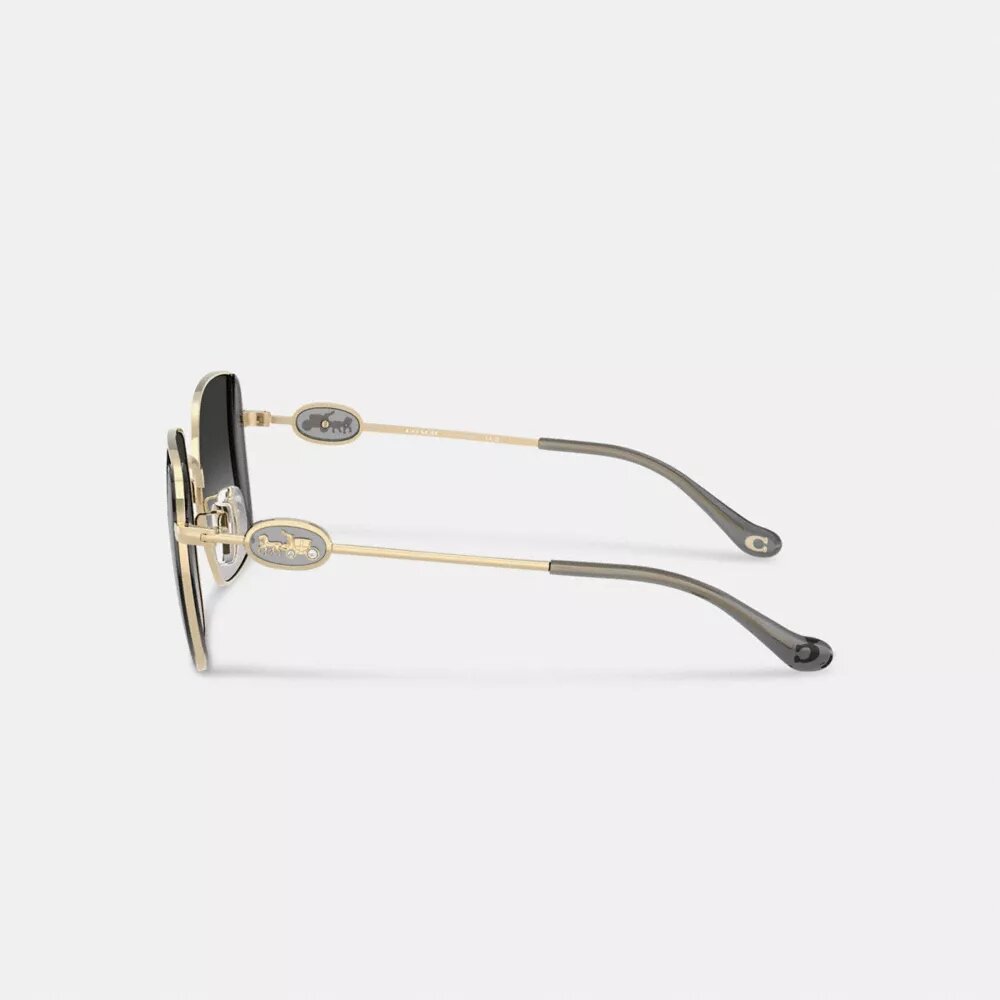 Oversized firkantede solbriller i metall med Horse and Carriage-motiv