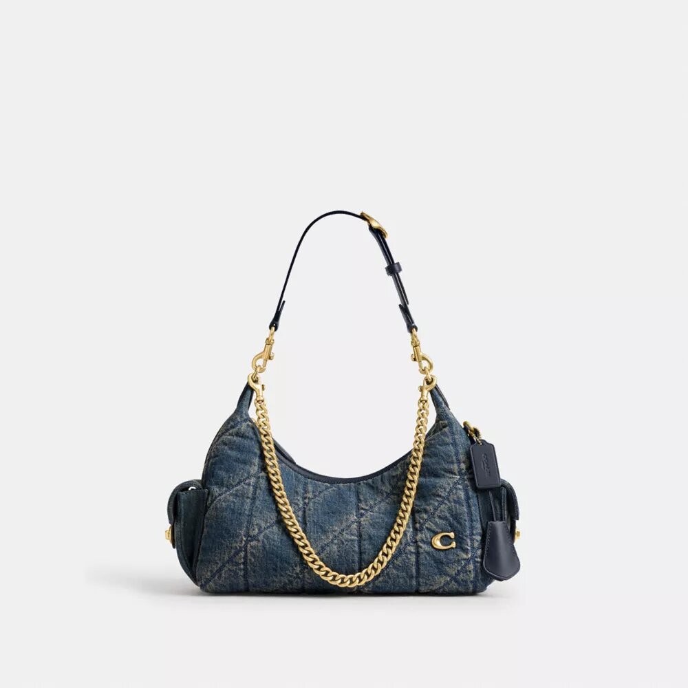 Pocket Juliet-veske 30 i regenerativ bomullsdenim med vattering