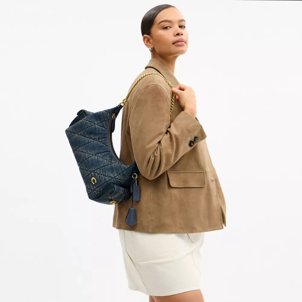 Pocket Juliet-veske 30 i regenerativ bomullsdenim med vattering