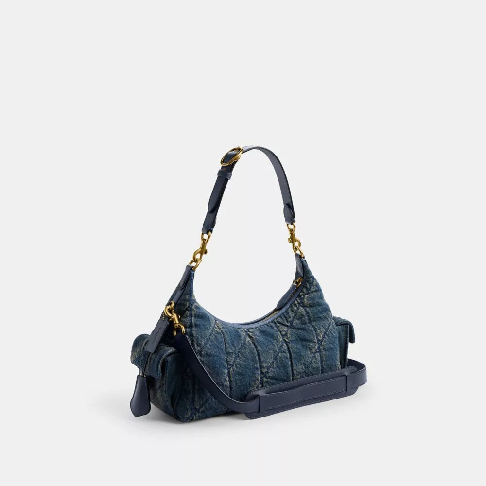 Pocket Juliet-veske 30 i regenerativ bomullsdenim med vattering