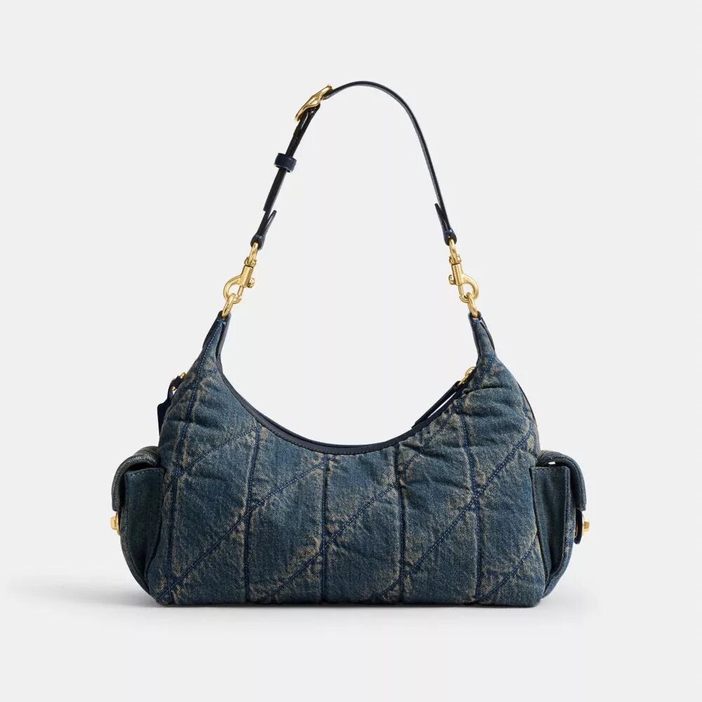 Pocket Juliet-veske 30 i regenerativ bomullsdenim med vattering