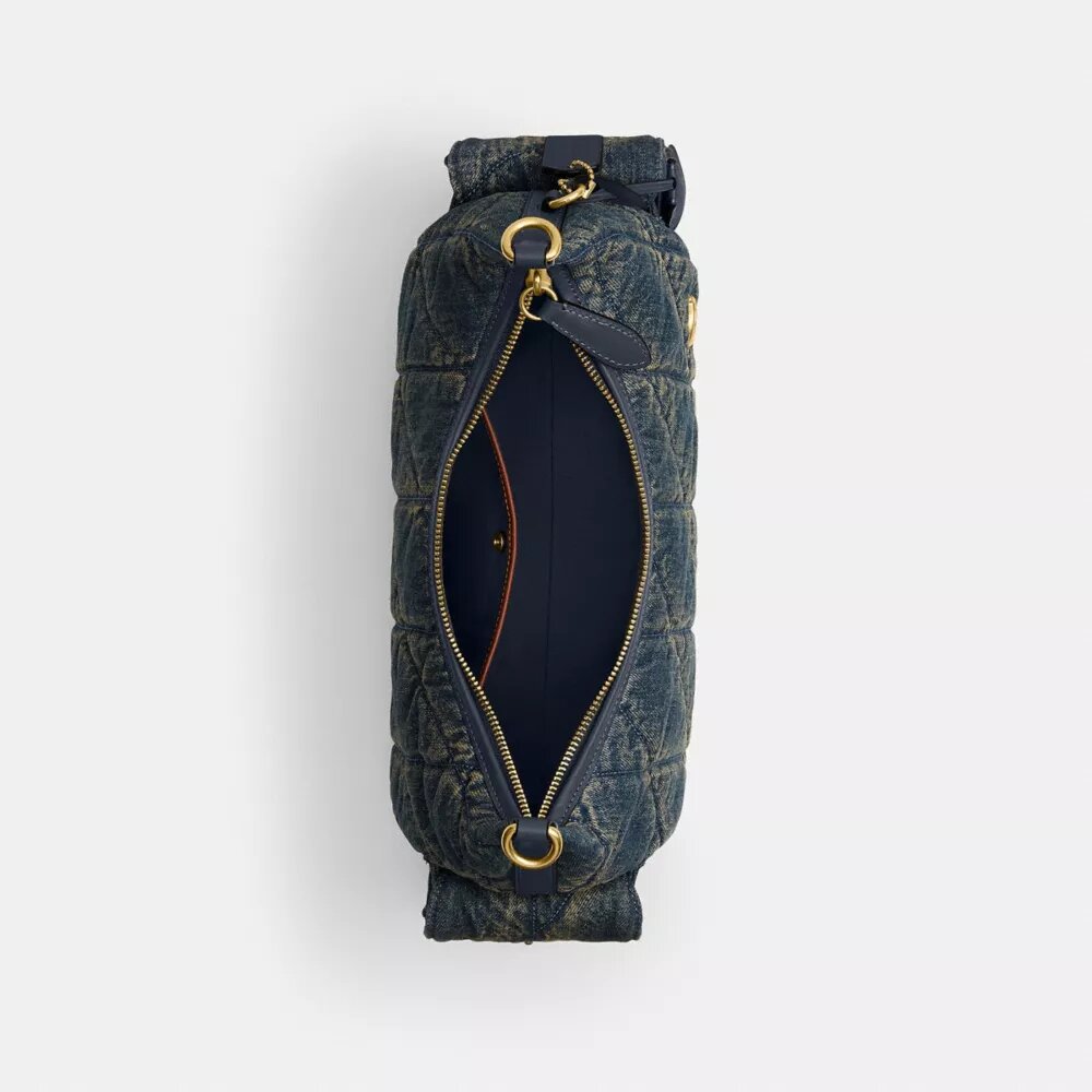 Pocket Juliet-veske 30 i regenerativ bomullsdenim med vattering