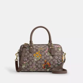 Rowan-veske i signaturjacquard med blomsterbroderi