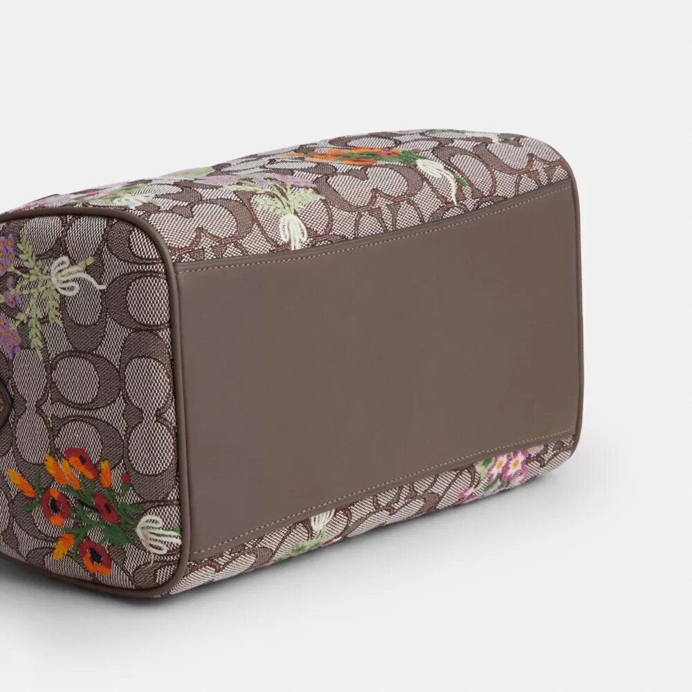 Rowan-veske i signaturjacquard med blomsterbroderi