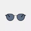 Rund solbrille i strukturert metall