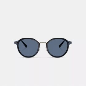 Rund solbrille i strukturert metall