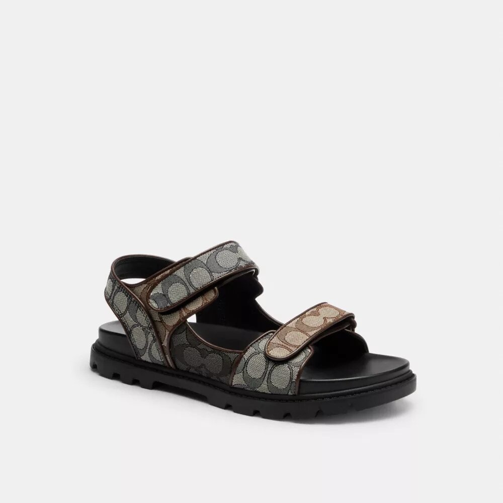 Sandal med to stropper i vår karakteristiske jacquard