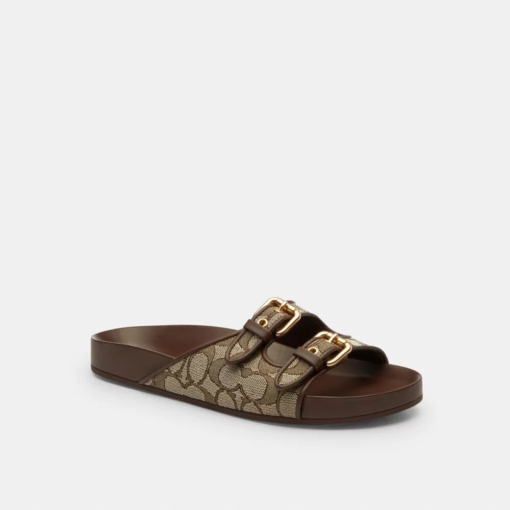 Sandaler med to spenner i vår karakteristiske jacquard