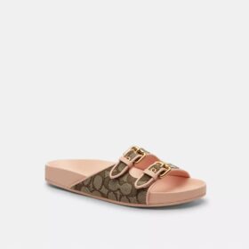 Sandaler med to spenner i vår karakteristiske jacquard