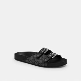 Sandaler med to spenner i vår karakteristiske jacquard