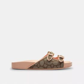 Sandaler med to spenner i vår karakteristiske jacquard