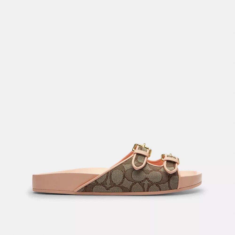 Sandaler med to spenner i vår karakteristiske jacquard