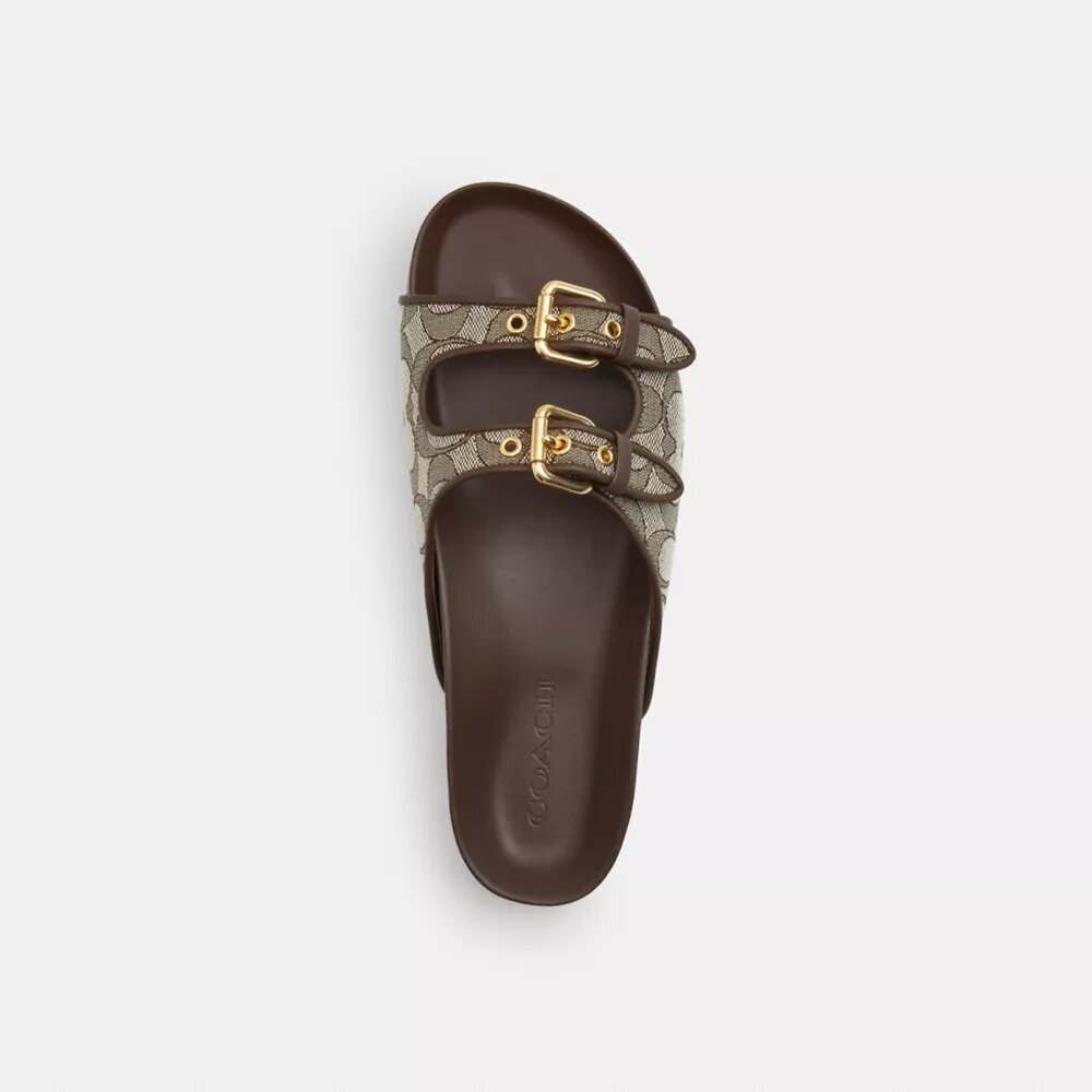 Sandaler med to spenner i vår karakteristiske jacquard