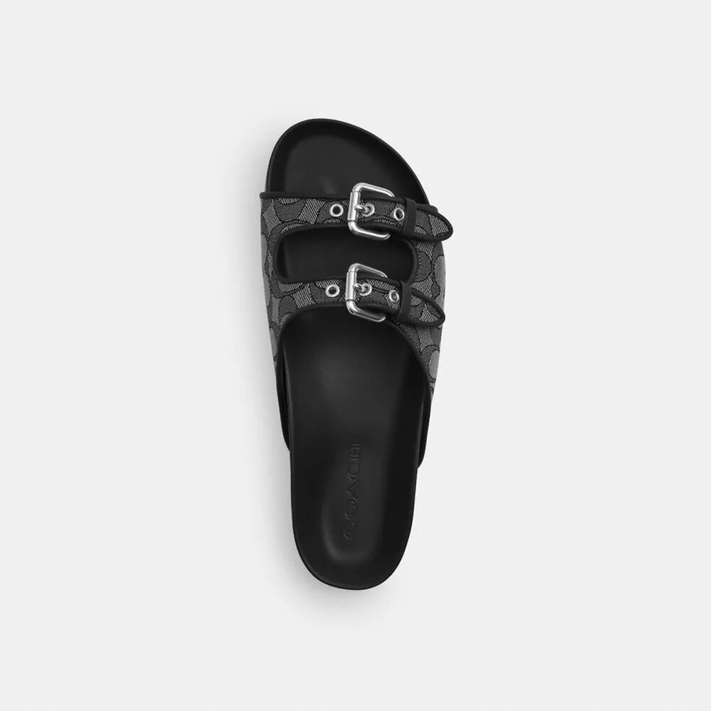 Sandaler med to spenner i vår karakteristiske jacquard