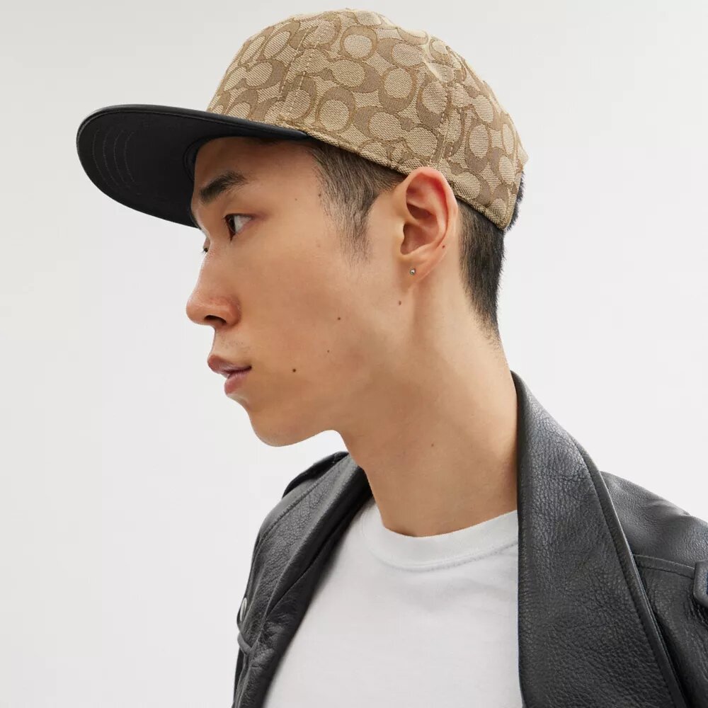 Signature Jacquard-hatt med flat brem