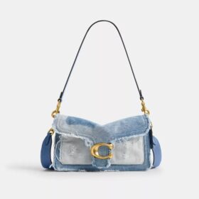 Tabby skulderveske 26 med patchwork av gjenbrukt denim