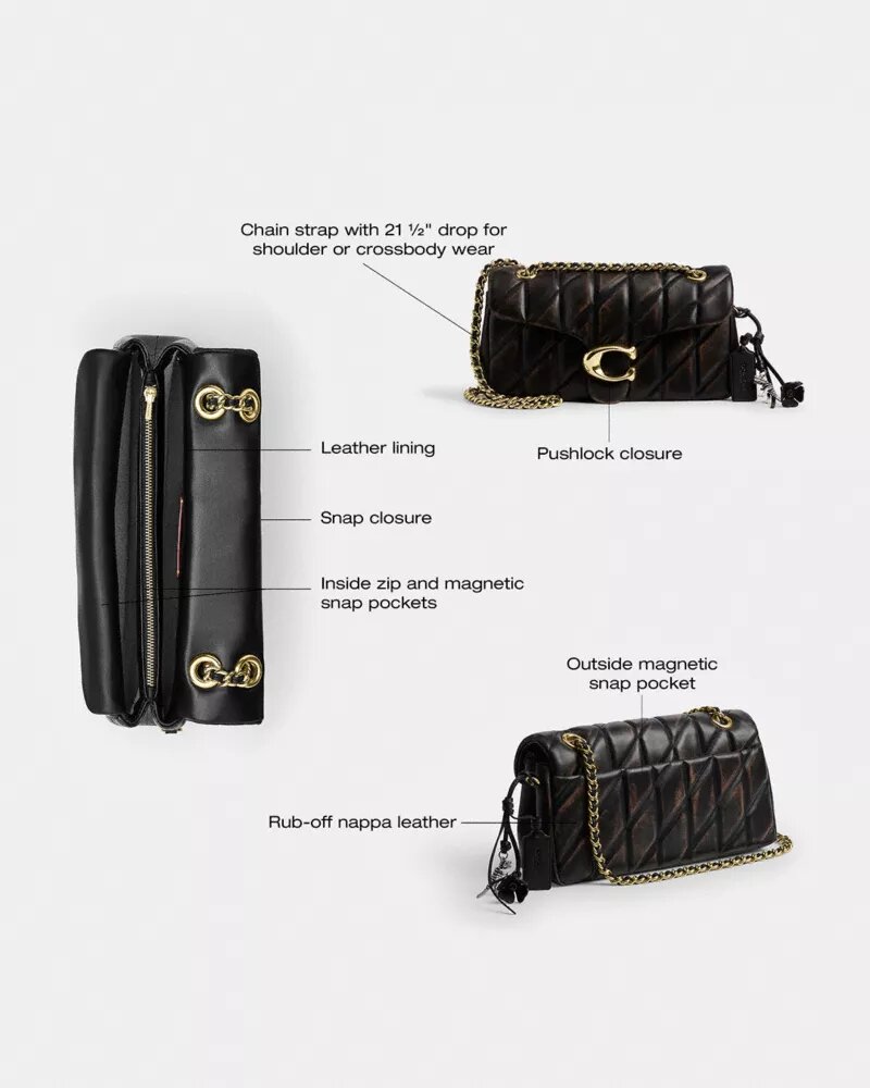 Tabby skulderveske i 26 i «Loved Leather» med vattering