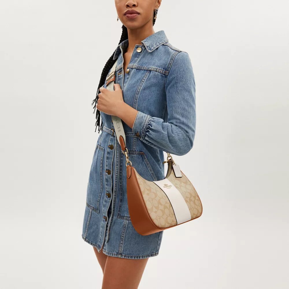 Teri Hobo-veske i Signature Canvas med striper