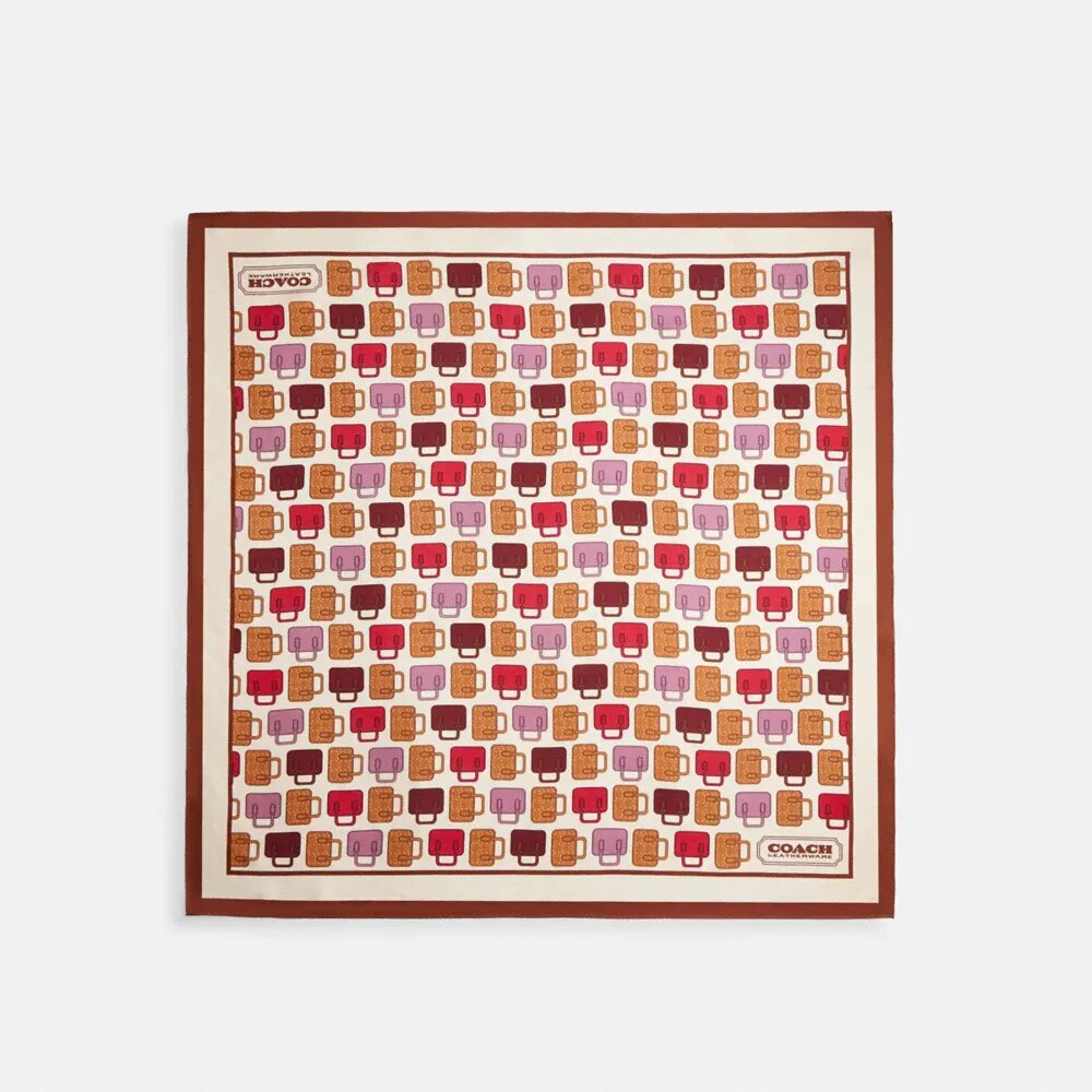Trompe L'oeil-veskeprint på firkantet silkeskjerf