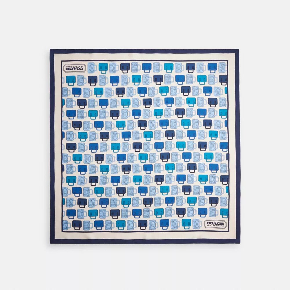 Trompe L'oeil-veskeprint på firkantet silkeskjerf
