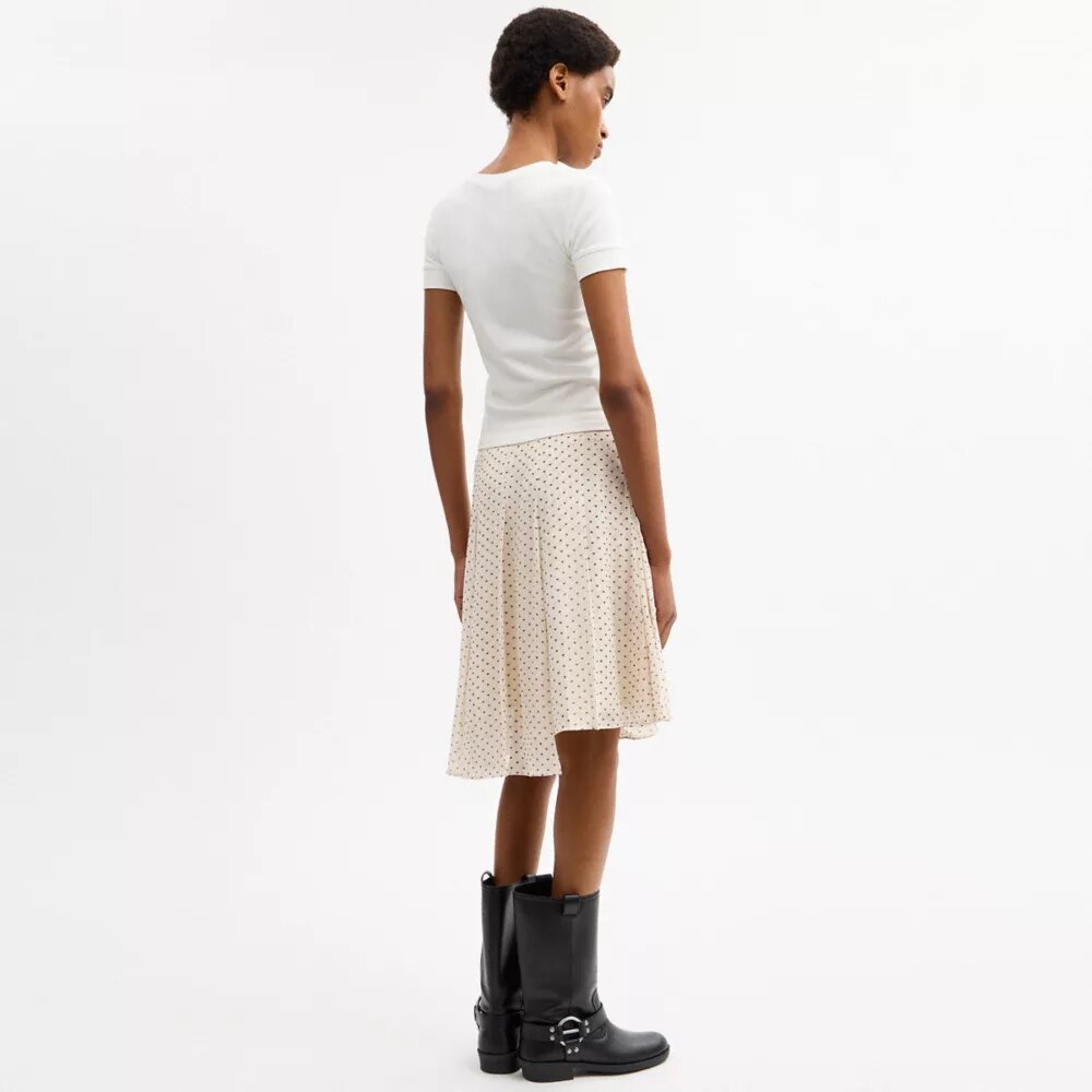 Trykt asymmetrisk plissert skjørt